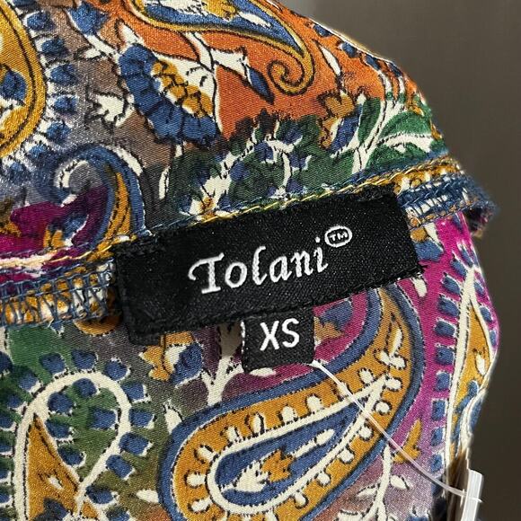 🌟Tolani 100% Silk Multicolored Ginger Paisley Tunic Mini Dress Sz-XS - Picture 9 of 10